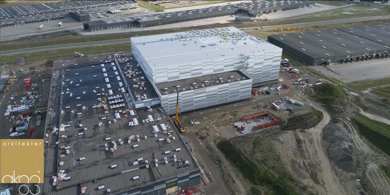 Se den nyeste dronevideo fra byggeriet af Nomecos logistikcenter