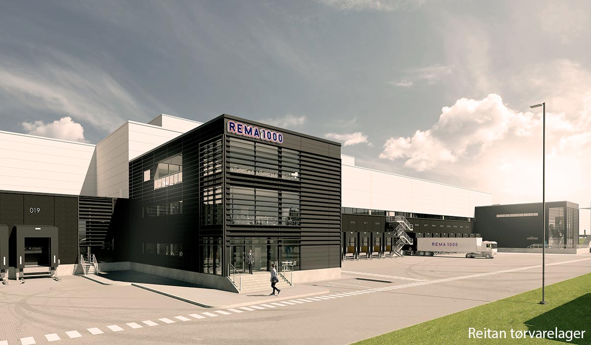 Dronevideo af Reitan Distributions nye udvidelse til centrallageret i Horsens
